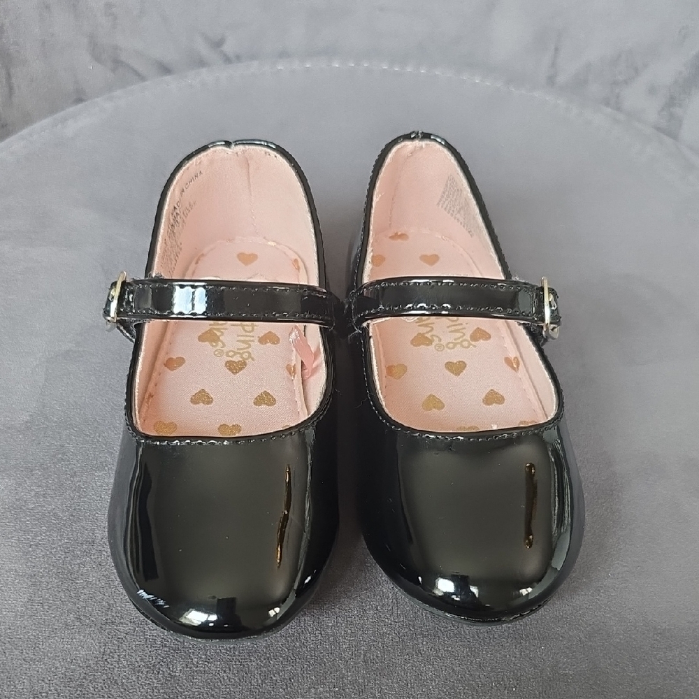 Jumping Beans Glossy Black Mary Jane Toddler Shoes Size 6M